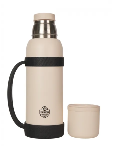 Termo Acero Inox 1.0 litros - ARENA - con manija silicona NEGRA