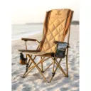 Silla Plegable "NELA" - c/ portavaso y bolsillo - Beige/Marron