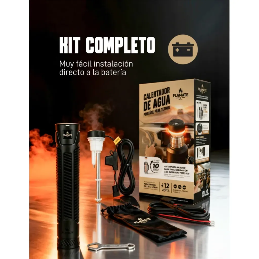[DF-12/L] Calentador portatil FLAMATE p/ termos 1 a 1,2 litros - 12v - vara 20 cm