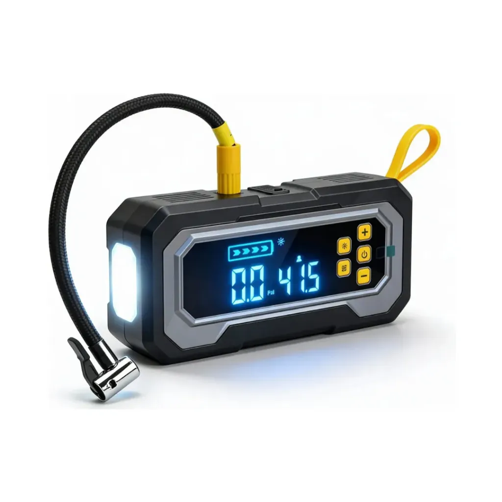 Compresor portátil ABS con batería externa, 19 mm, 70W, 14.8v bateria litio 10000mah, 19 l/min 3-150 psi