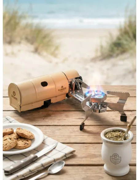 Anafe portátil plegable a gas para camping Flamate Beige 