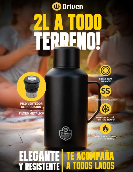 Botella térmica travel 2L - NEGRO