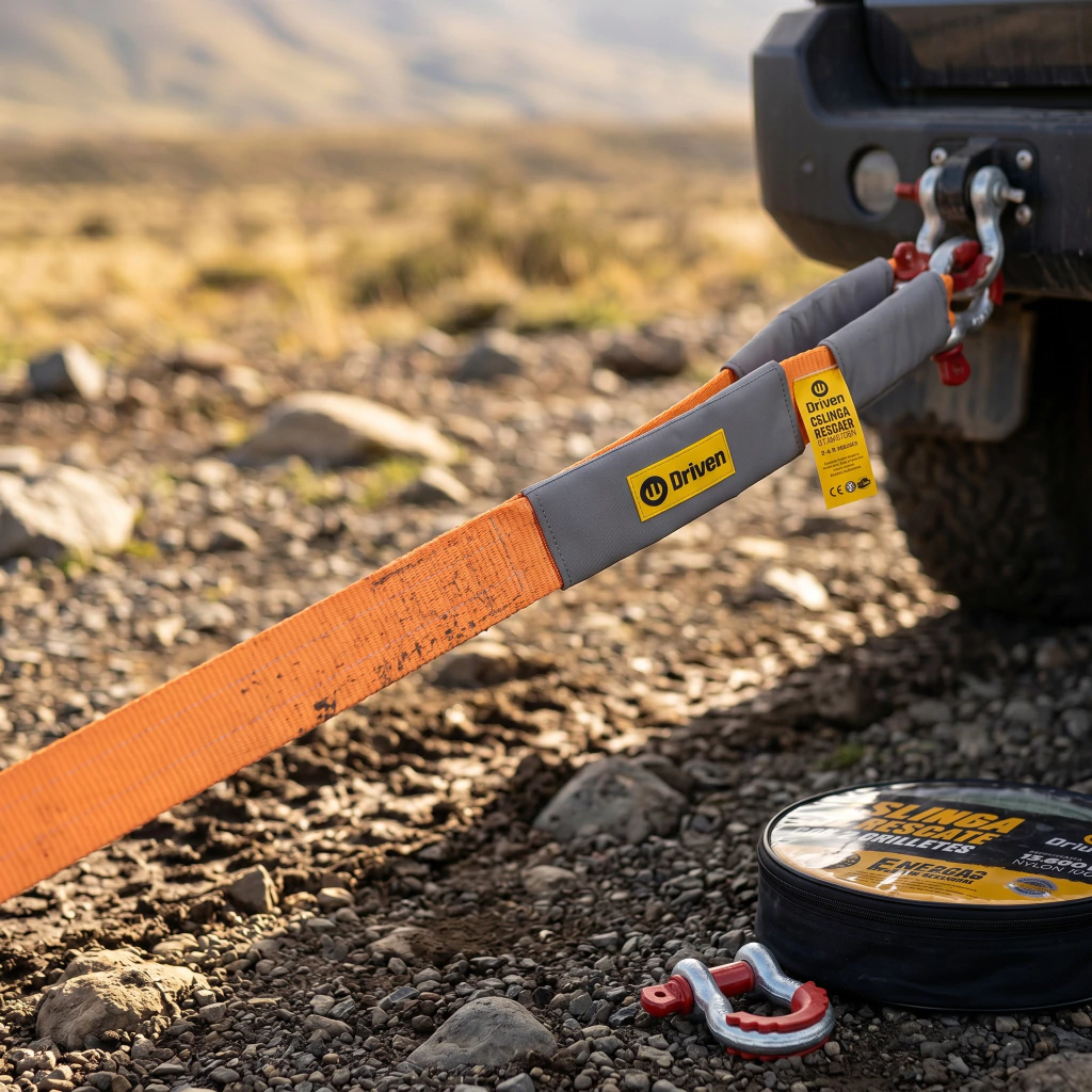 ESLINGA RESCATE NYLON 3'' X 9 METROS- CON GRILLETES- NARANJA