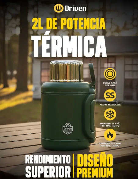 Termo de viaje - 2 litros - VERDE MILITAR
