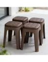 Banquito Deco - Apilable, estilo capitone - 29x29x46 cm - MARRON