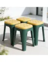 Banquito Deco - Apilable, estilo capitone - 29x29x46 cm - VERDE/MAIZ